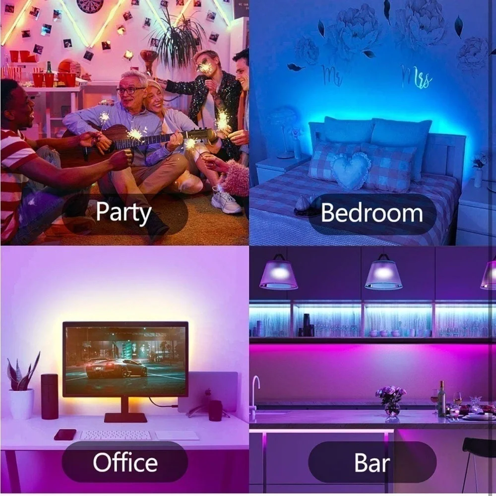 Brand New RGB LED Strip Lights Color Changing 32.8' 10m Remote 3M Adhesive Clips